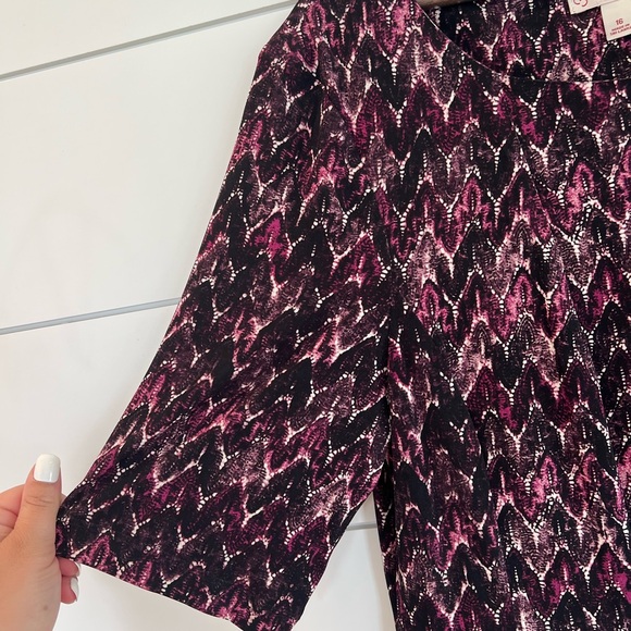 SOLD DB Established 1962 1/2 Sleeve Purple Patterned Knee-Length Dress 16 - Picture 4 of 6